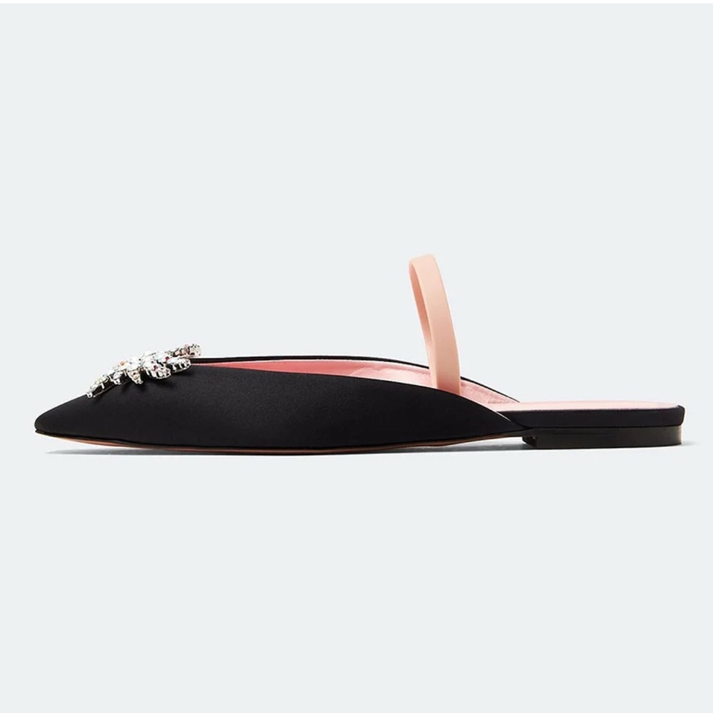 Piferi Drizella Crystal Embellished Slingback Flat,Satin Square Toe Rhinestone - Picture 7 of 16